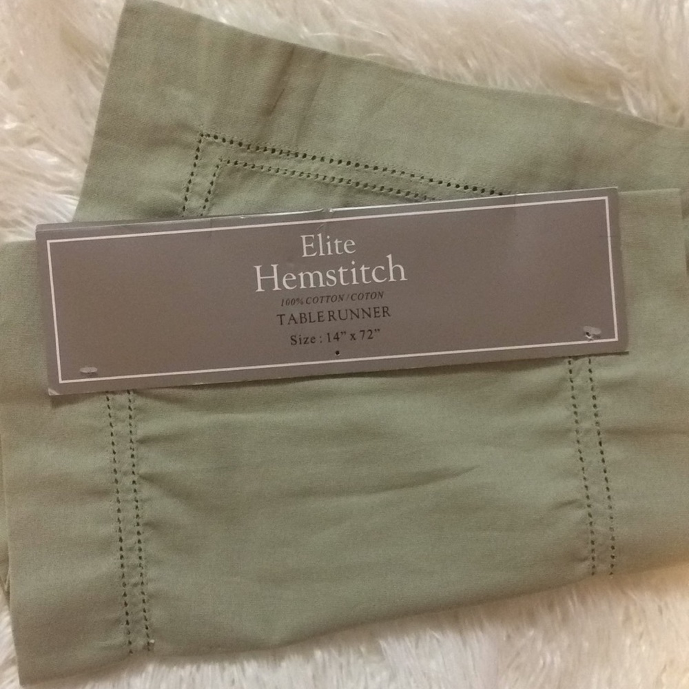 Hemstitch Runner Sage Green